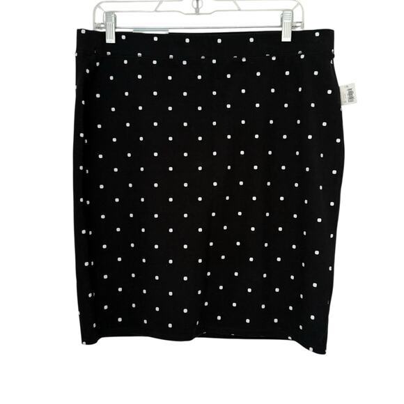 NWT Old Navy Womens Pencil Skirt Black Dots Size L Pull On Straight Stretch - Picture 1 of 5